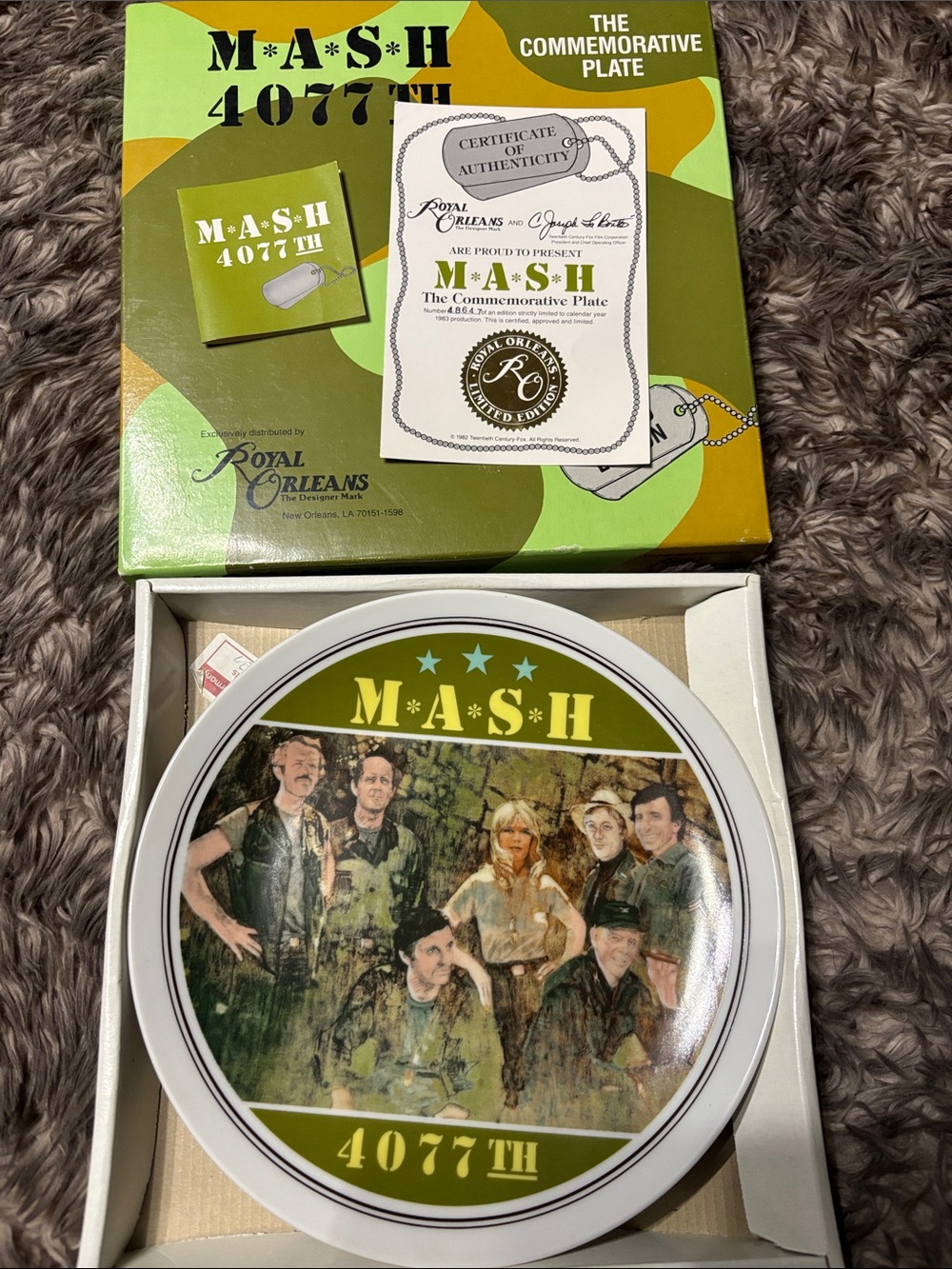 VTG 1982 MASH 4077th Commemorative Collector Plate Royal Orleans Box COA